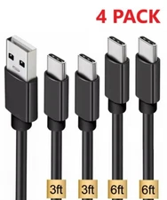 4Pack 3 & 6Ft Samsung USB Cable Type C Fast Charger For Galaxy S8 S9 S10 Plus BK