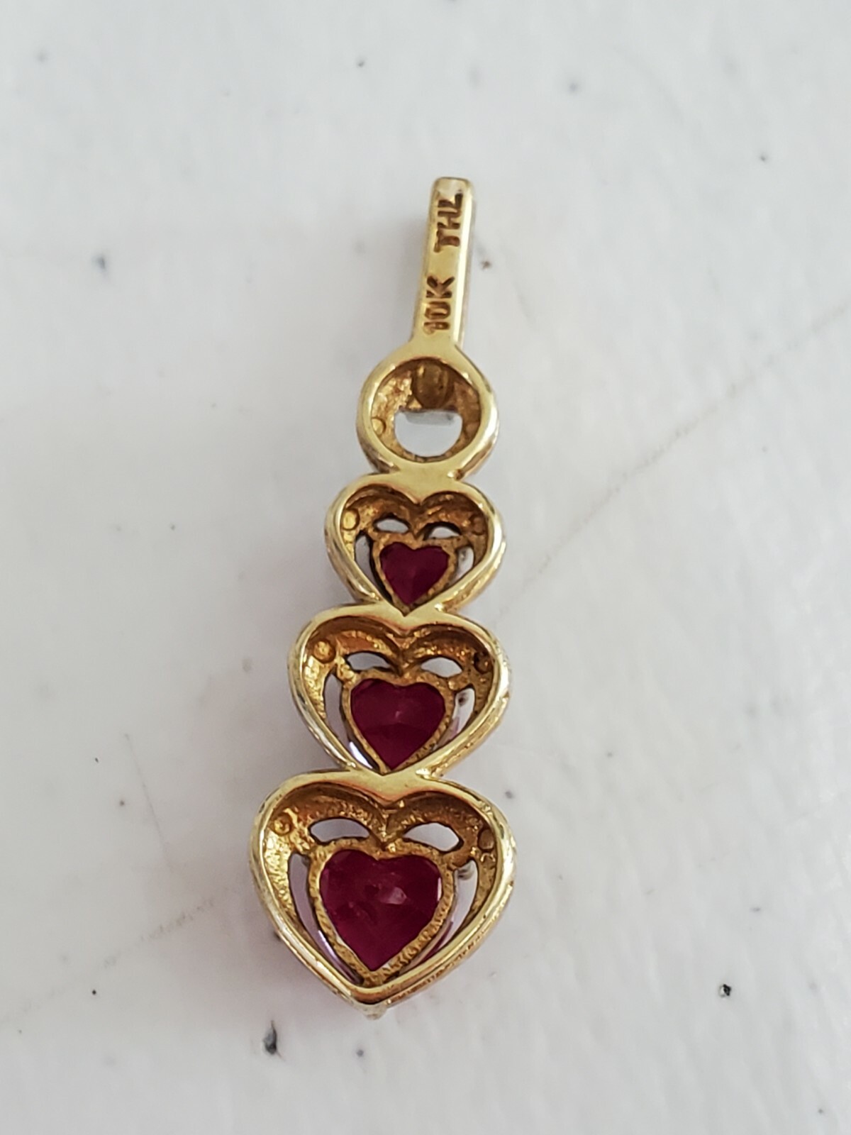 10K Solid Gold Heart-Shaped Ruby Diamond necklace… - image 6