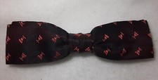 Vintage 40s 50's Bowtie Bow Tie Embroidered Texture Royal Rust Tied Clip