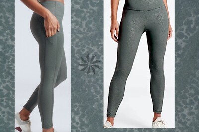 ATHLETA ULTIMATE EMBOSSED STASH POCKET 7/8 Tight Crop Bali Green size  1X