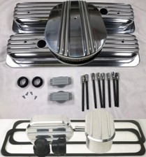 Chevy Sbc Nostalgic Aluminum Centerbolt Valve Cover Engine Dress Up Kit 305 350