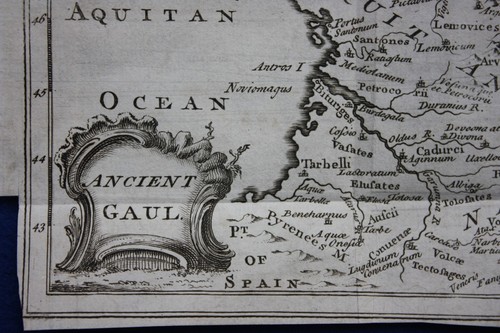 Original antike Landkarte ANTIKES GALLIEN, FRANKREICH, Cellarius, 1747 - Bild 2 von 3