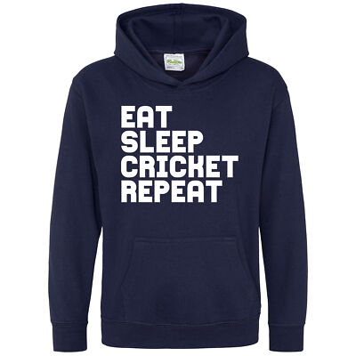 Jungen Essen Schlaf Cricket Wiederholung Hoodie Spruch Geburtstag cool Spieler Geschenkidee Kinder