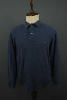 Etro Milano Blue Long Sleeve Polo Shirt Size XL