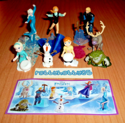 DISNEY FROZEN COMPLETE SET FIGURES WITH PAPERS KINDER SURPRISE