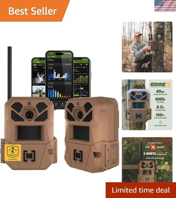 Edge 3 Cellular Trail Camera - 2 Pack - 40MP HD Photo Capture - 1080p Low-Glo...