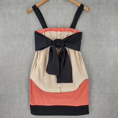 Hoss intropia Dress Womens 38 Primavera Verano Colorblock Strappy Button Tie