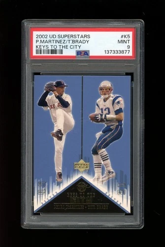 2002 UD Superstars #k5 Pedro Martinez Tom Brady Keys to the City PSA 9 Mint