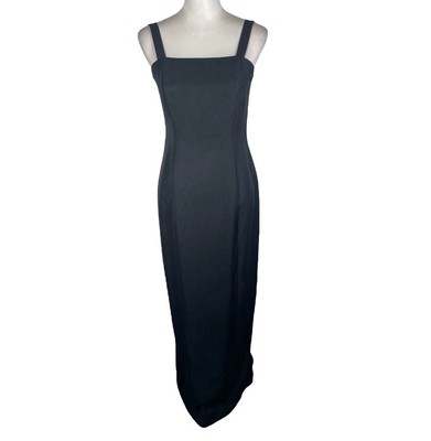 Alex Evenings Long Bodycon Dress Womens Size 6 Black Solid Wide Strap Back Zip