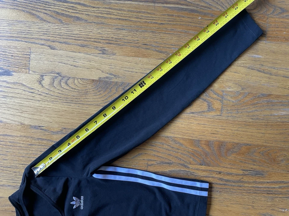 阿迪达斯 Originals 3 条长袖黑色短上衣 XS 镂空船领 — 第 4/4 张图片