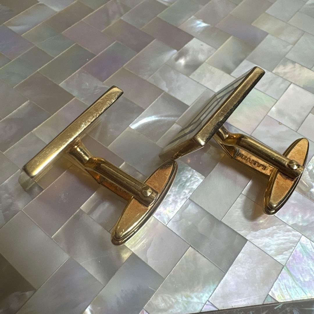 Lanvin Gold Geometric Pattern Cufflinks Button -U… - image 3