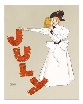 Vintage Juli Wandkunst von Edward Penfield Feier Szene Wandkunst