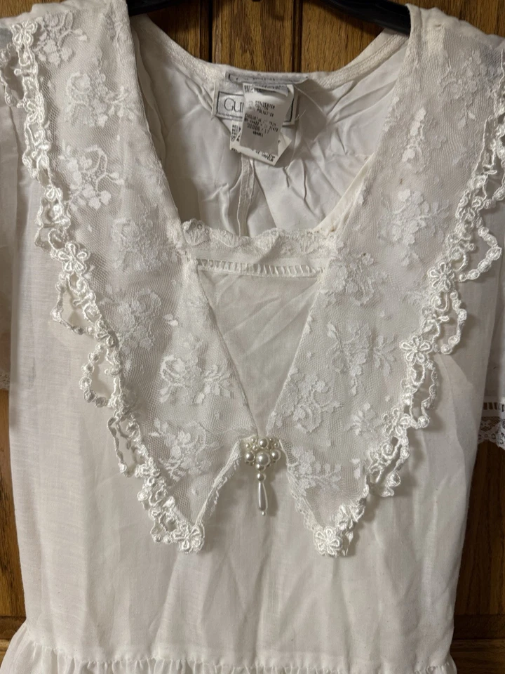 Vintage 70’s Gunne Sax by Jessica Off White Prairie Cottagecore Dress sz 11 / 12 - Imagem 2 de 4