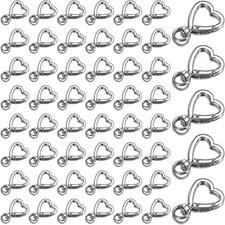 60Pcs Heart Keychain Clasp Clip Silver Metal Heart Shaped Keychain Clip with Swi