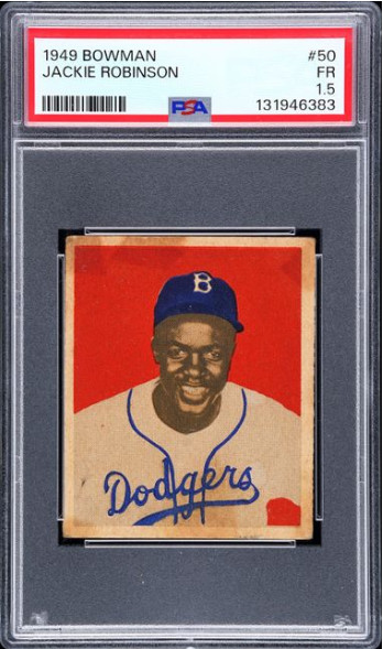 1949 Bowman RC 50 Jackie Robinson PSA 1.5