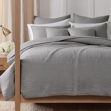 Cross Stitch Reversible Full/Queen Quilt Set 88x92in Quilt - Full/Queen Grey