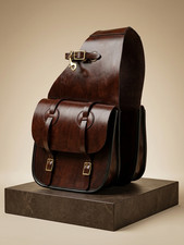Western Genuine Leather Brown Trail Horse Saddle Bag