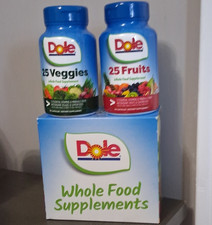 Dole Whole Food Supplement 25 Veggies 25 Fruits Vegan Plant-Based Capsules