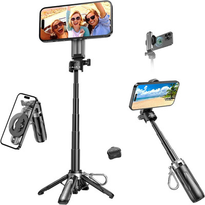 Magnetic Small Selfie Stick for iPhone,4 in 1 Multifunctional