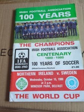 Irish Football Association 100 Yrs  Vintage Prog N Ireland V Sweden 15 Oct 1980