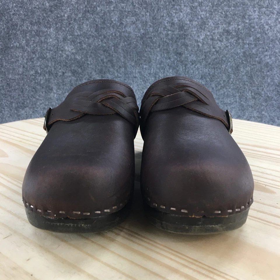 Sven Original Zapatos Mujer 38 Marrón Mula Zuecos Cuero Madera Informal Hebilla Foto 4 de 4
