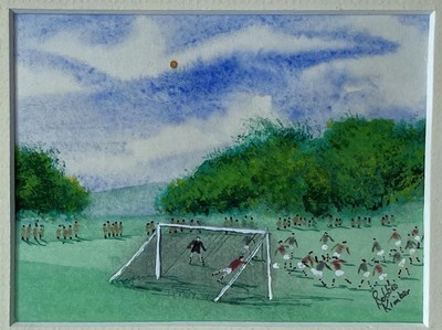 Aquarell Gemälde - Bobbie Kimber - Fußballspiel im Park - Northern Art