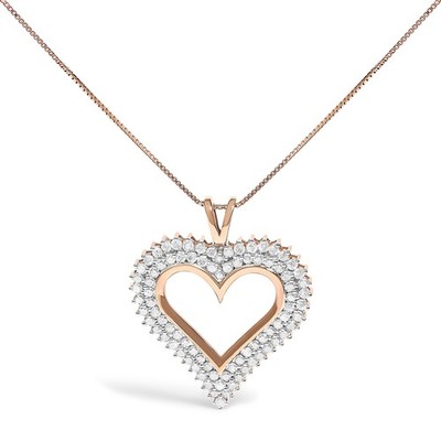 1 Carat Diamond Heart 18'' Pendant Necklace in 925 Sterling Silver