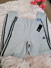 Adidas Jogger Boys Gray Black Sweatpants Sz L 14/16 Logo Print Regular Fit NWT