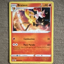 Pokémon Braixen Stage 1 90 HP Combustion Flare Parade Silver Tempest 026/195 Un…