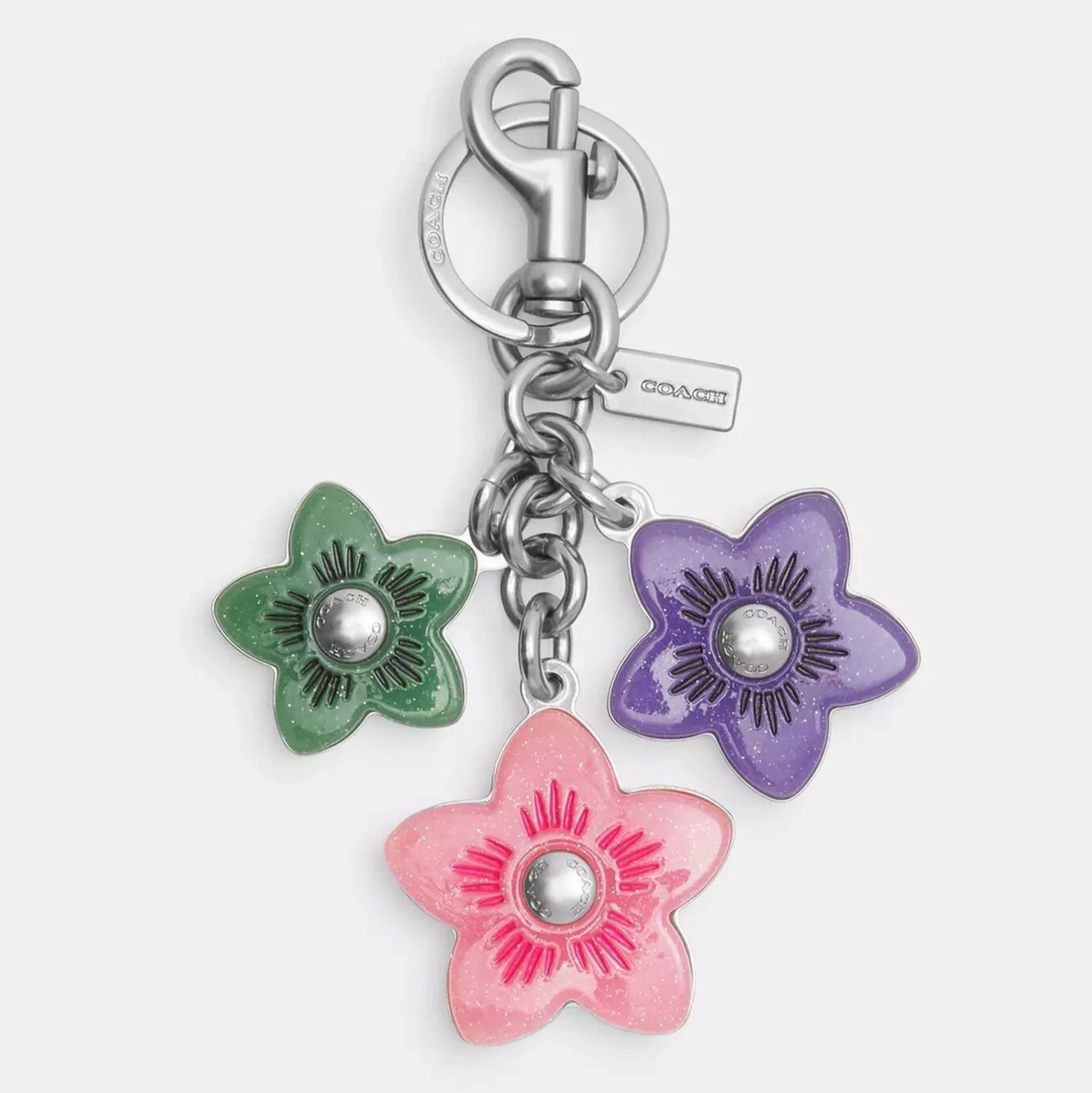 Coach Wildflowers Floral Cluster Bag Charm Keychain Flower Pink