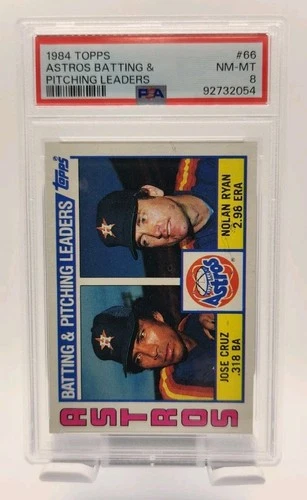 ​1984 Topps #66 Nolan Ryan / Jose Cruz PSA 8 NM-MT - Astros Leaders HOF