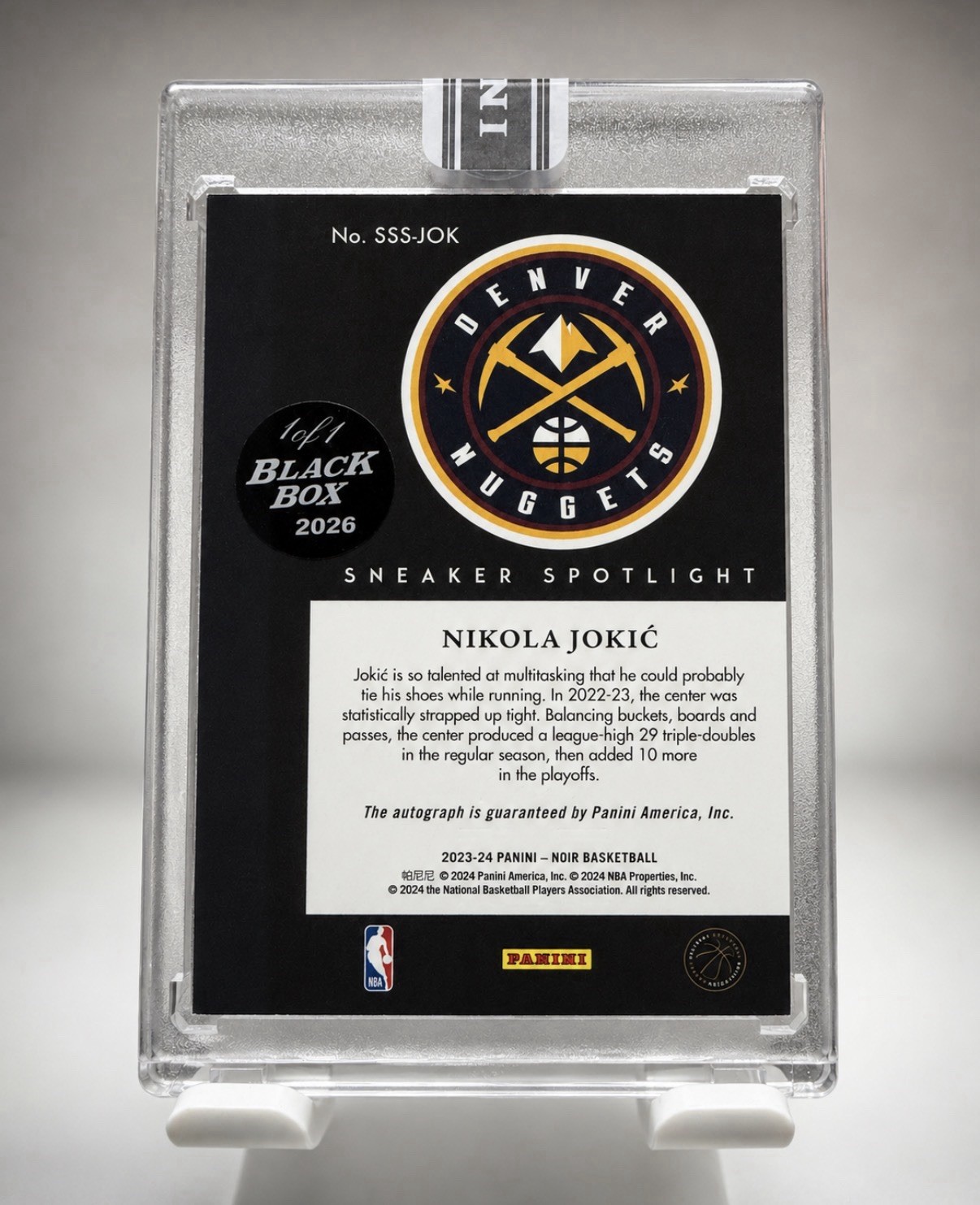 Nikola Jokic - Panini Noir Sneaker Signatures - On Card Auto 1/1 - SEALED view 2