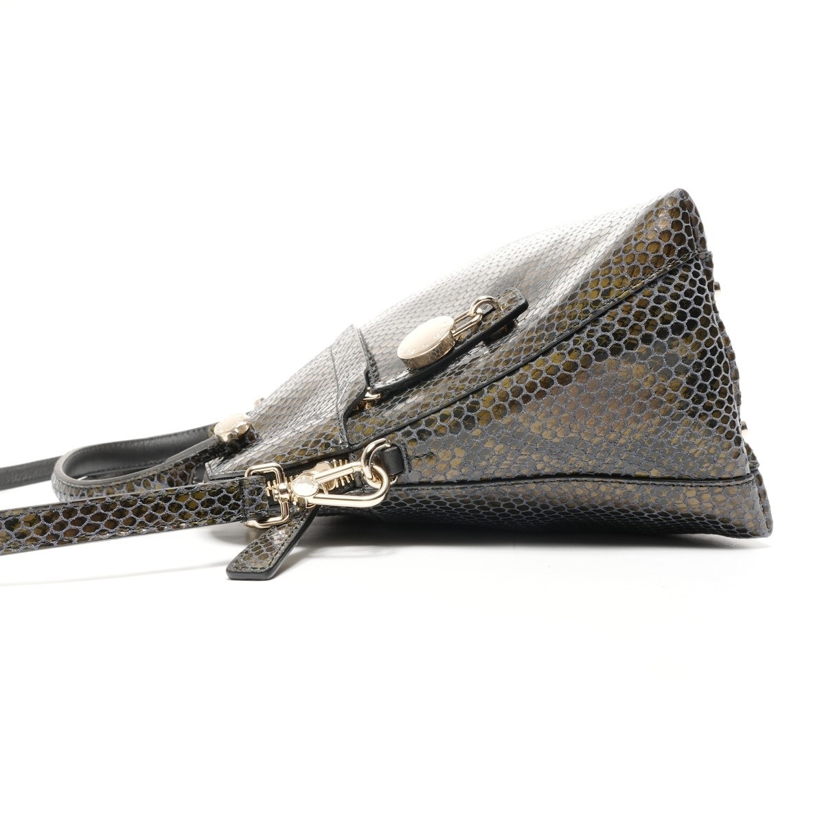 FURLA Handbag Python Embossed PIER M DOME 2way Kh… - image 3