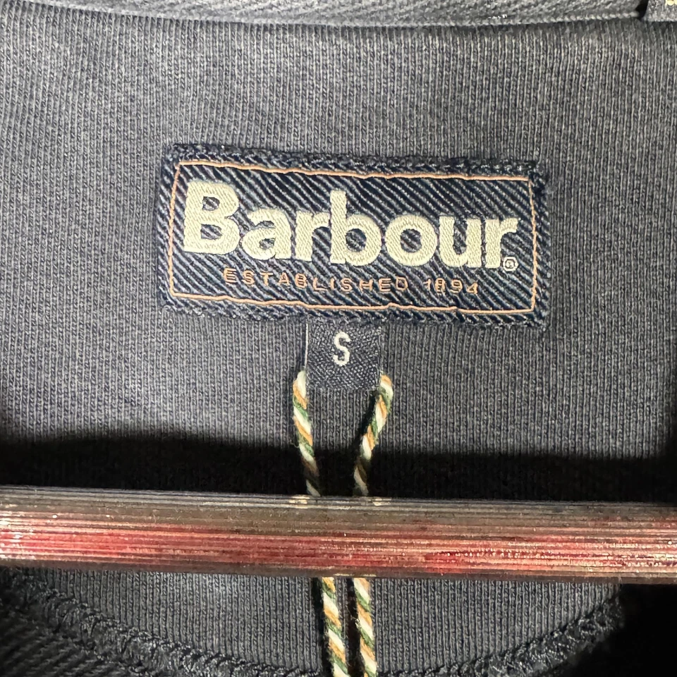 Sudadera Pullover Barbour Cuarto Cremallera Para Hombre Pequeña Azul Marino Cuello Bolsillos Foto 3 de 4