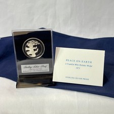 1973 Franklin Mint Sterling Silver Proof PEACE ON EARTH Holiday Medal