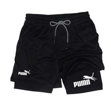 Men's 2-in-1 Compression Shorts Breathable Quick Dry Sports Running Gym M-2XL