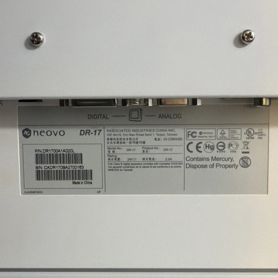 AG Neovo DR-17 Dental Monitor W Power Adapter - Image 4 of 4