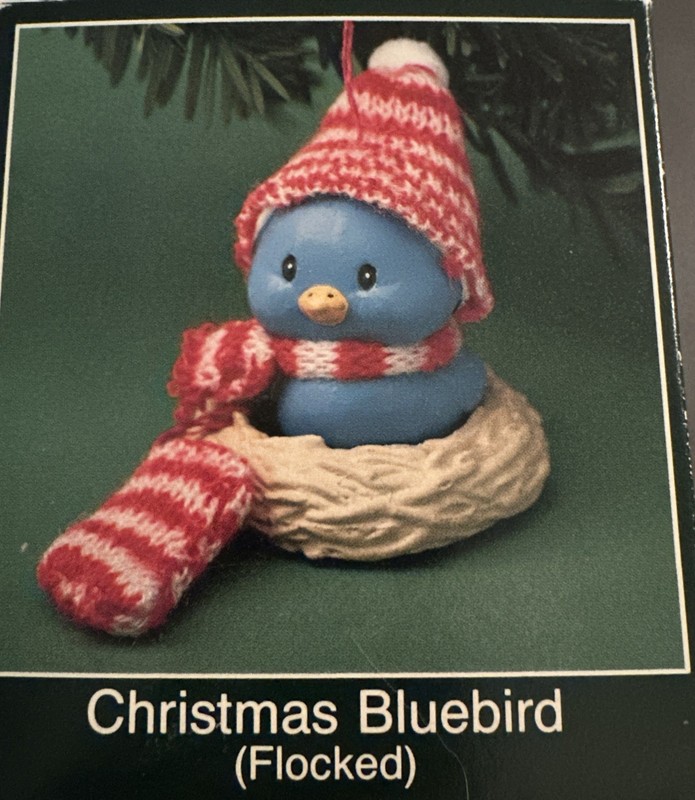 Vintage American Greetings 1988 Bluebird Blue Bird Flocked Ornament NIB