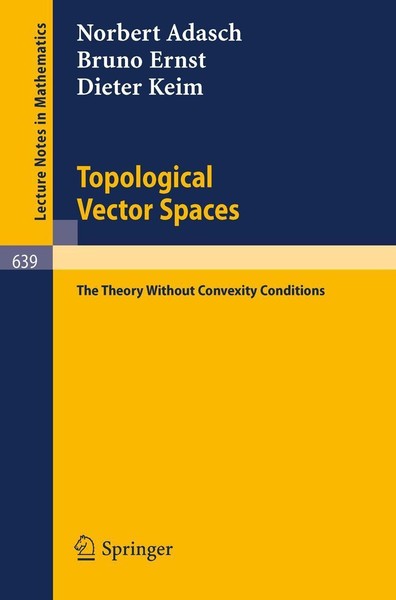 Topological Vector Spaces Norbert Adasch-image