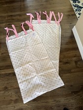 Pottery Barn Set 2 Dottie Sheer Polka Dot Tie Top Curtain Panels Cotton 84" Pink