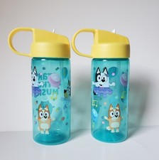 2 Bluey Flip Straw Bottle Cup 16 Fl Oz Each W/ Carry Loop Tumbler Bingo Pom Pom