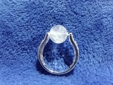 Clear Azeztulite Quartz Bead Silver Ring - Size N