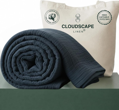 CLOUDSCAPE 4-Layer Cotton Muslin Blanket - Queen Size Ensign Blue