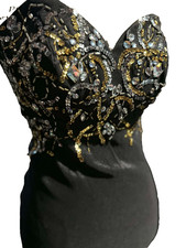 long black beaded prom dress