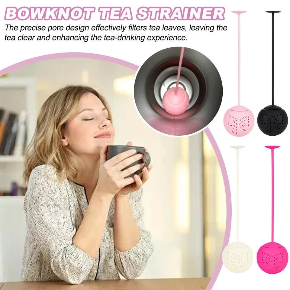 Coador de chá Bowknot ventosa silicone + DE* N7K6 L2W9 - Imagem 2 de 4