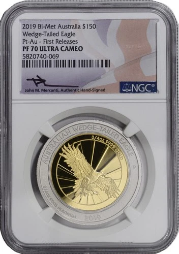 2019 Australia Bi-Metal Wedge-Tailed Eagle Platinum & Gold NGC PF 70 Mercanti
