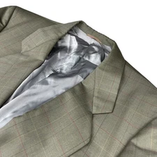 Holland & Sherry Men’s Bespoke Double Breasted Blazer Green Plaid • USA • 48S
