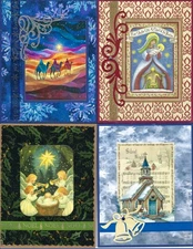 Handmade  RELIGIOUS CHRISTMAS CARDS - #C25  -  lot of 4