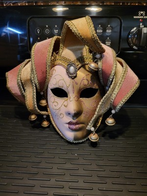 Venetian Carnival mask, traditionally handmade and decorated with paint, fabric
