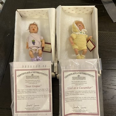 Miniature Ashton Drake Dolls Sour Grapes & Cool As A Cucumber.